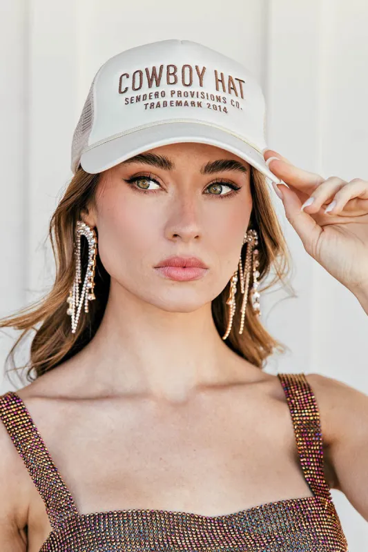 BACK IN STOCK!! Cowboy Trucker Hat in Cream sold by Glitzy Bella