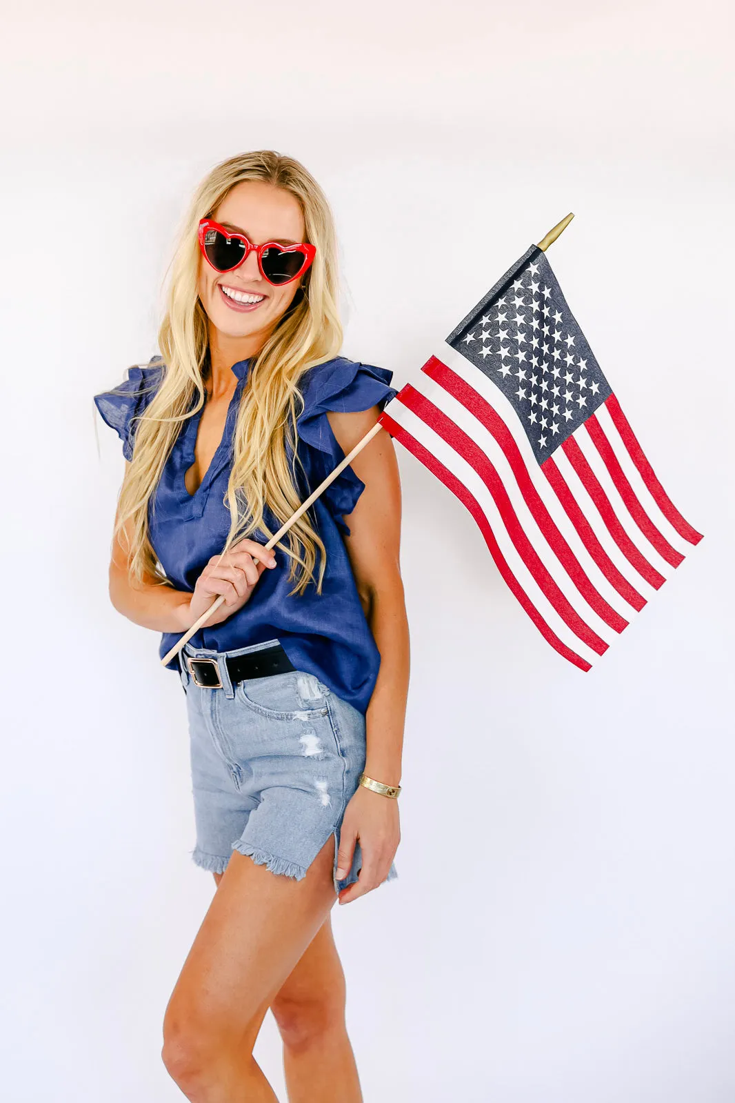 NEW!! Poppy Linen Blouse in Navy sold by Glitzy Bella product image thumbnail 3