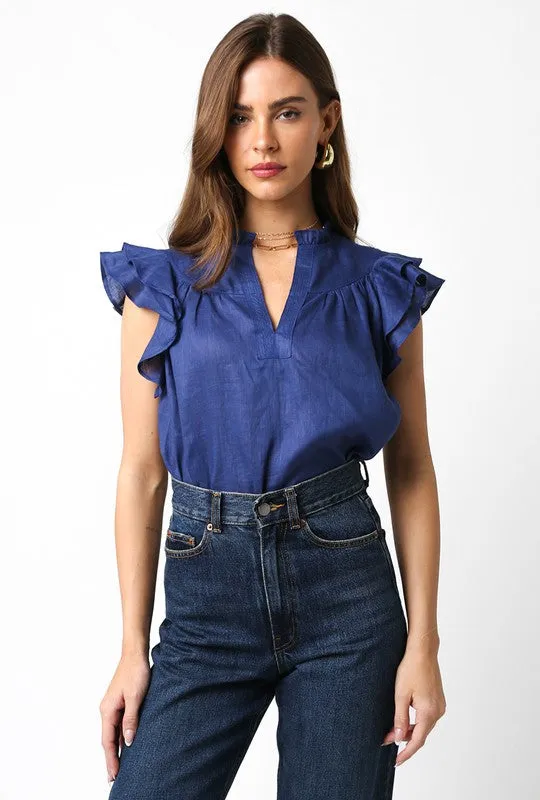 NEW!! Poppy Linen Blouse in Navy sold by Glitzy Bella product image thumbnail 2