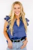 NEW!! Poppy Linen Blouse in Navy sold by Glitzy Bella