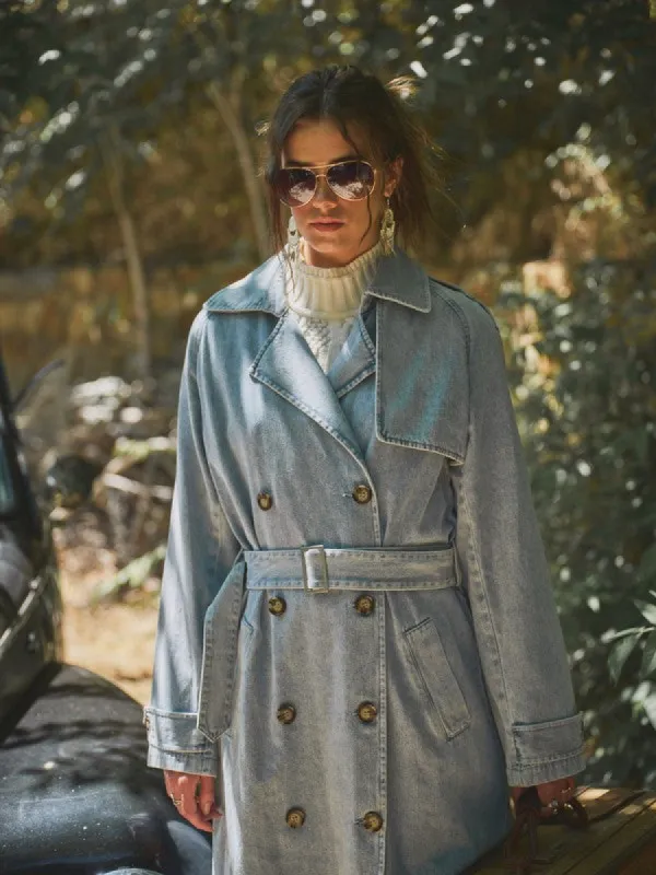 FINAL SALE!! Double Breasted Denim Trench Coat sold by Glitzy Bella
