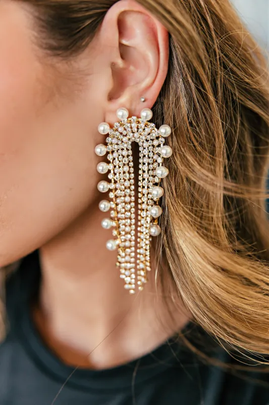 NEW!! Classic Pearl Rainbow Earrings in Gold sold by Glitzy Bella