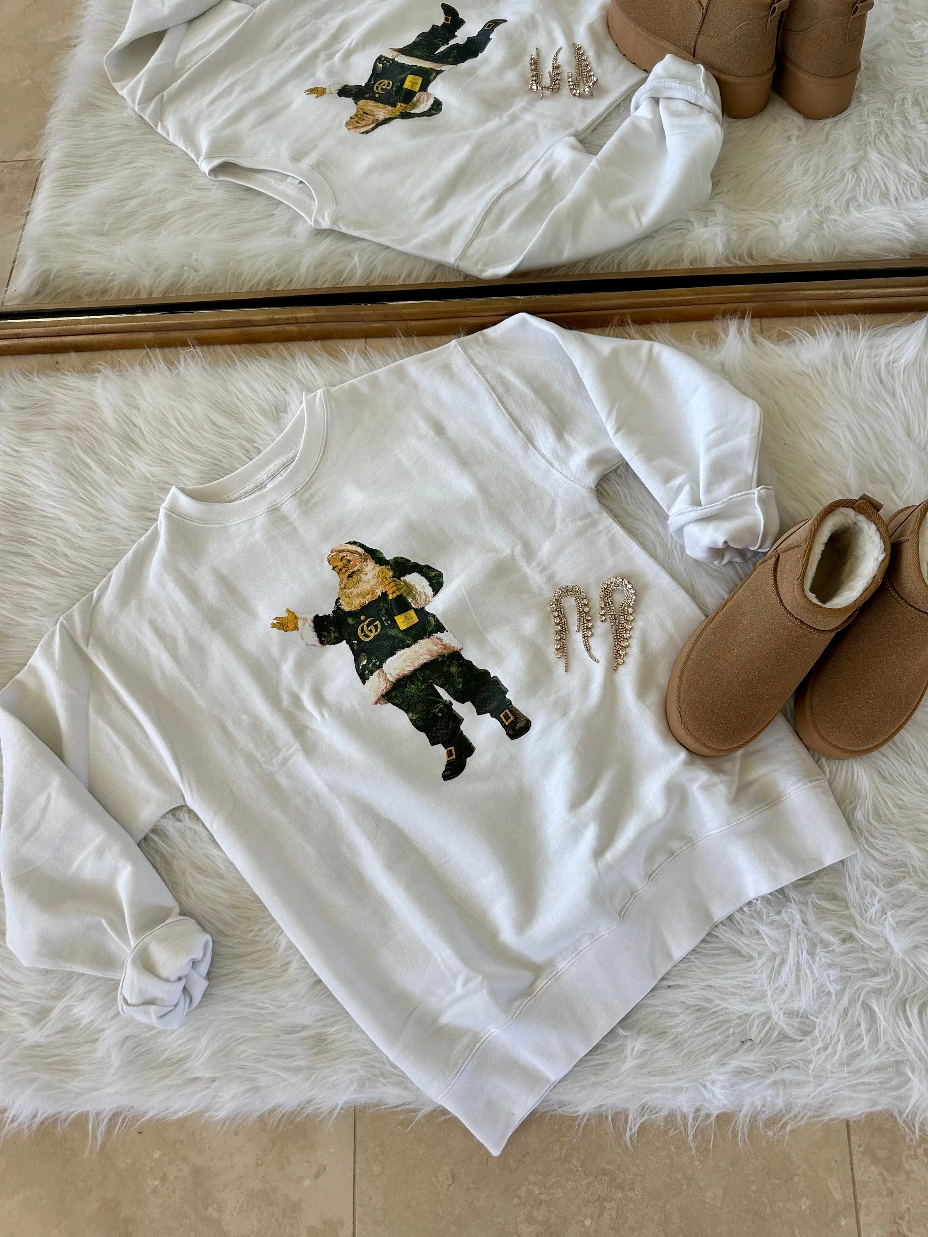 FINAL SALE!! "Champagne Santa" Oversized Sweatshirt in 4 Colors sold by Glitzy Bella product image thumbnail 4