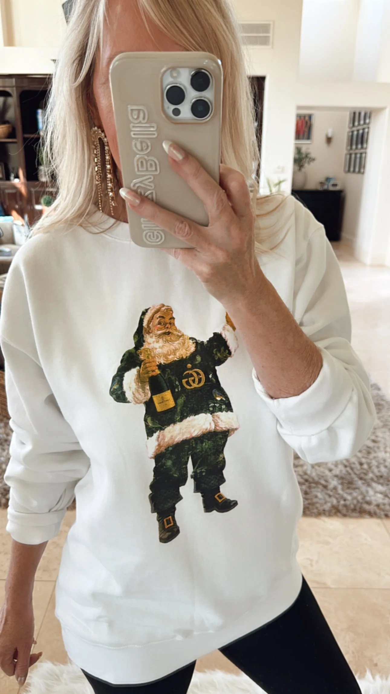 FINAL SALE!! "Champagne Santa" Oversized Sweatshirt in 4 Colors sold by Glitzy Bella