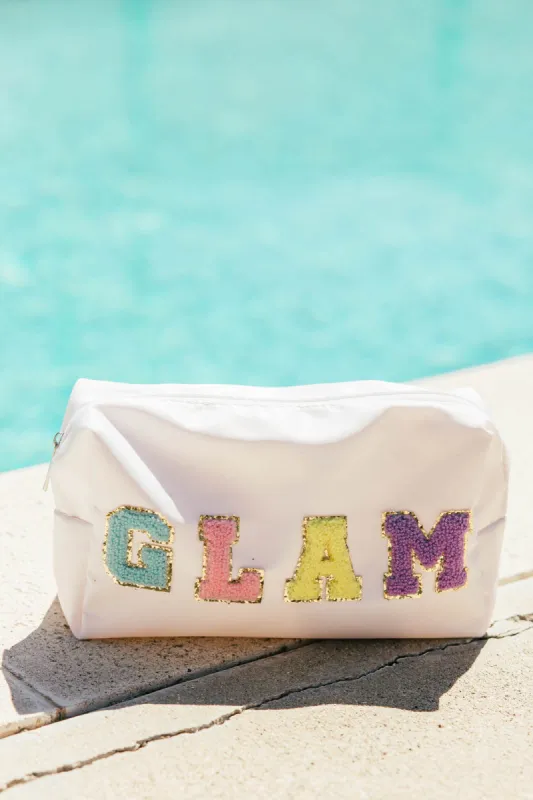 “Glam” Nylon Bag in White sold by Glitzy Bella
