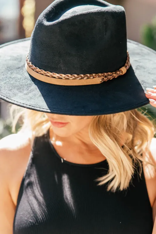 The "Joshua" Faux Suede Panama Hat in Black made by ASN