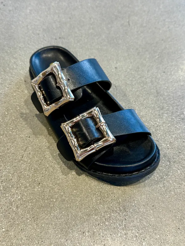 FINAL SALE!! Devon Buckle Sandal in Black sold by Glitzy Bella