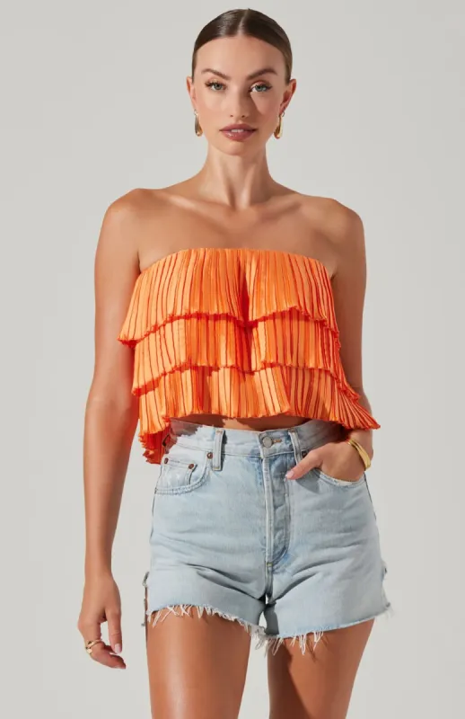 FINAL SALE!! Calita Pleated Tier Top in Sunkist by ASTR The Label made by Glitzy Bella