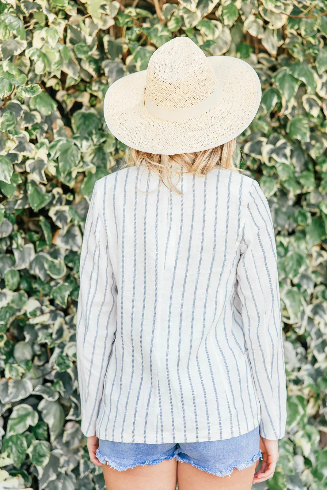 Top Notch Linen Denim Stripe Boyfriend Blazer sold by Glitzy Bella product image thumbnail 3