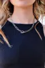 Crystal Baguette and Link Necklace in Silver w/ Black Crystal sold by Glitzy Bella