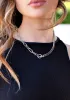 Crystal Baguette and Link Necklace in Silver w/ Black Crystal sold by Glitzy Bella