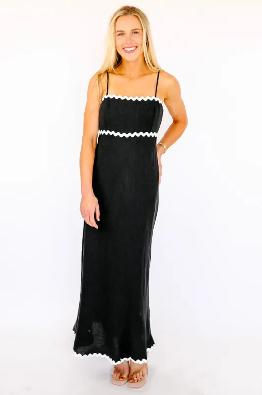 FINAL SALE!! Rio Linen Midi Dress in Black sold by Glitzy Bella