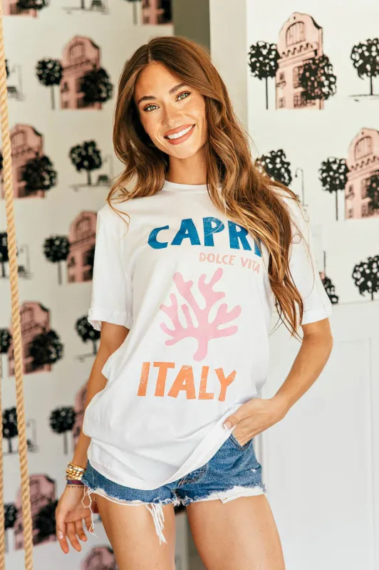 NEW!! Capri Graphic Tee in White sold by Glitzy Bella