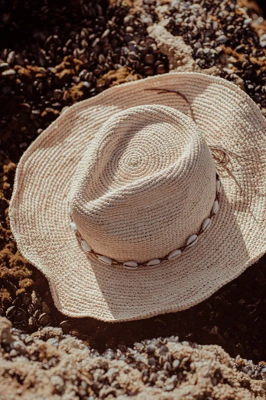 FINAL SALE!! Coastal Cowgirl Hat with Shell Trim sold by Glitzy Bella