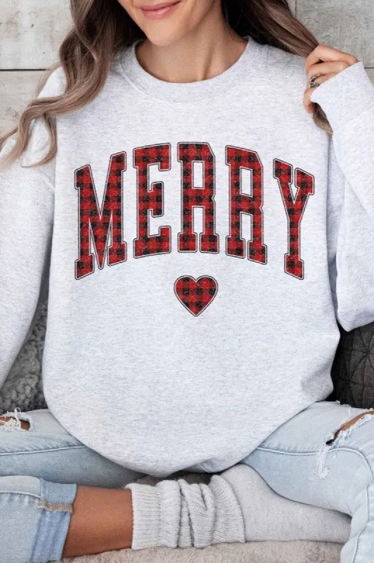 "MERRY" Sweatshirt in Grey sold by Glitzy Bella