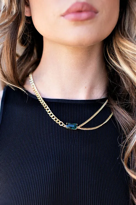 BEST SELLER!! Emerald Chain Link Necklace sold by Glitzy Bella product image thumbnail 3