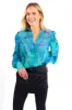 Ella Blouse in Blue Floral sold by Glitzy Bella