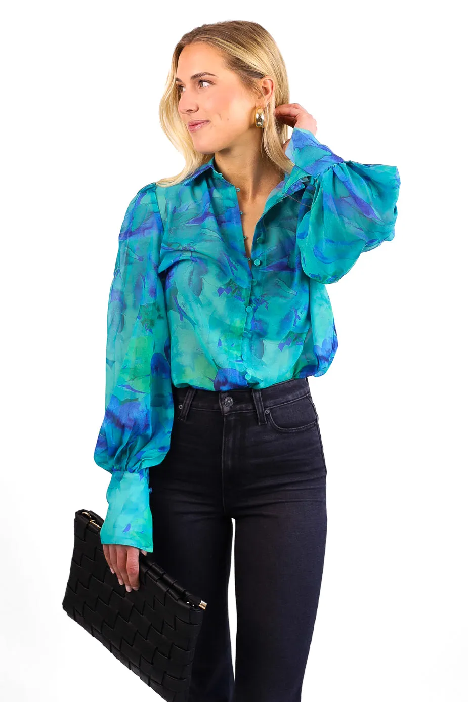 Ella Blouse in Blue Floral sold by Glitzy Bella product image thumbnail 4