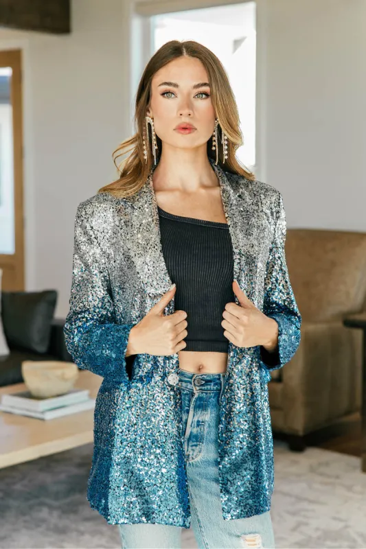 FINAL SALE!! Blue Multi Sequin Blazer sold by Glitzy Bella