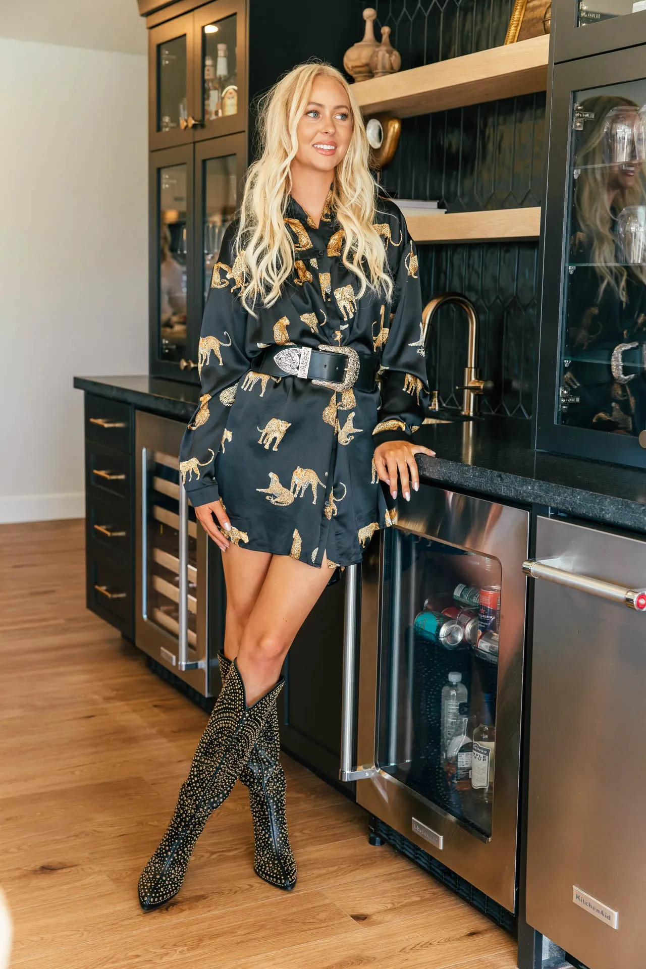 FINAL SALE!! Cheetah Satin Button Down Dress sold by Glitzy Bella product image thumbnail 4