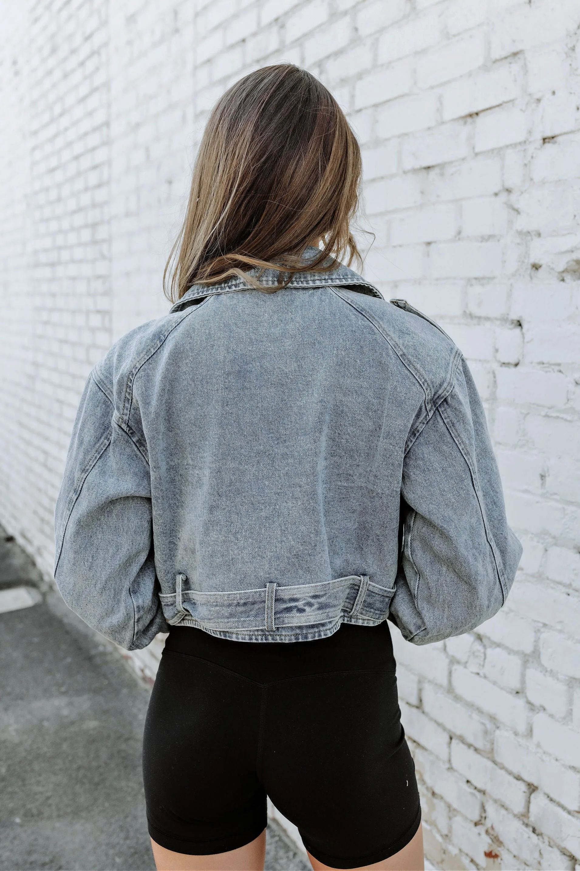 FINAL SALE!! Cropped Denim Moto Jacket sold by Glitzy Bella product image thumbnail 3