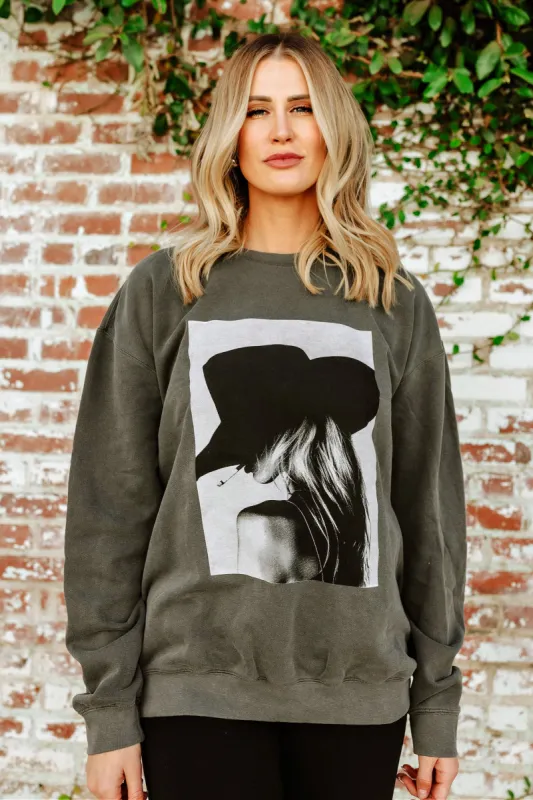 NEW!! The "Paris Cowgirl" Sweatshirt in Charcoal sold by Glitzy Bella
