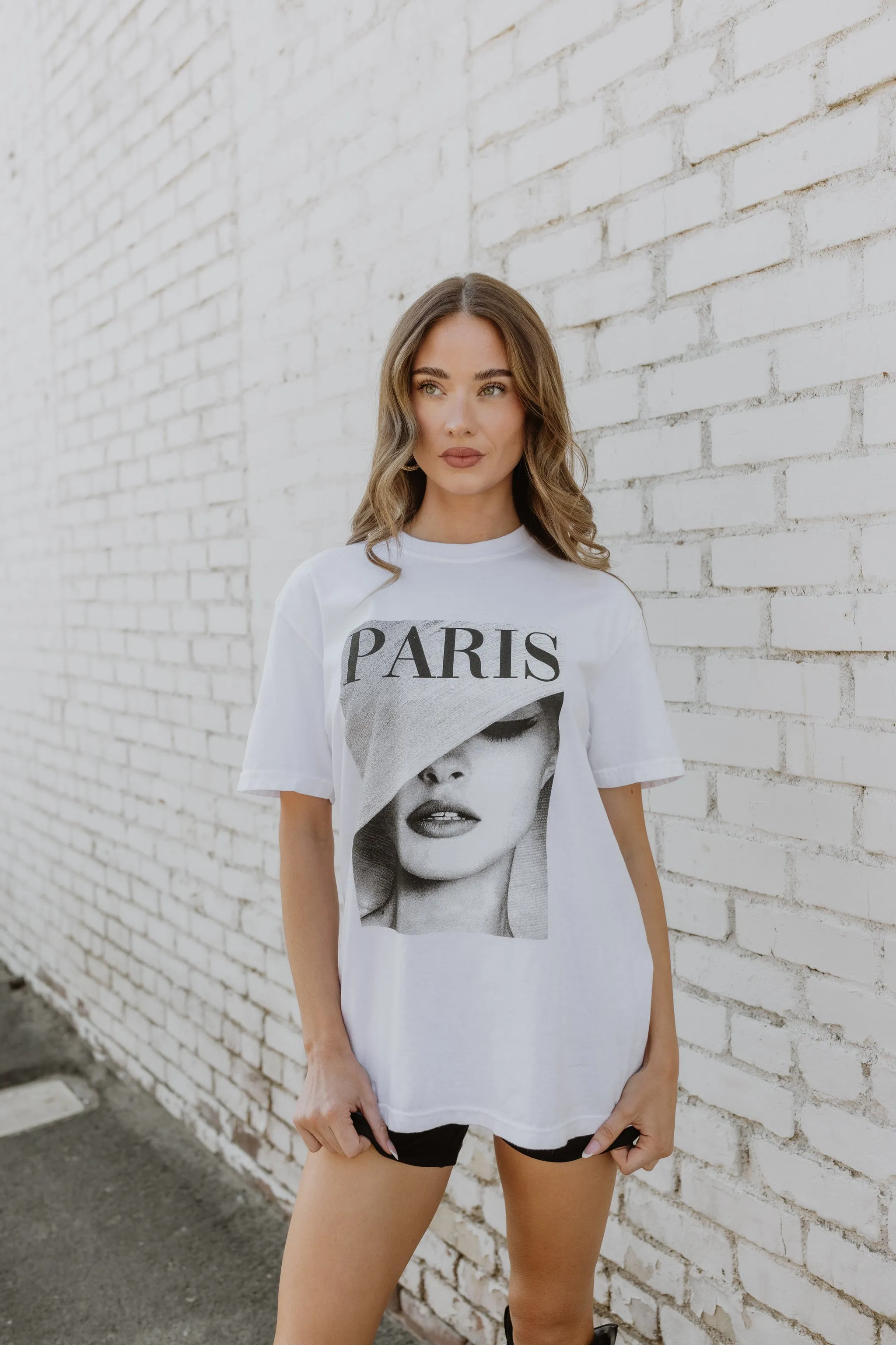 NEW!! The "Paris Print" Tee in White sold by Glitzy Bella product image thumbnail 5