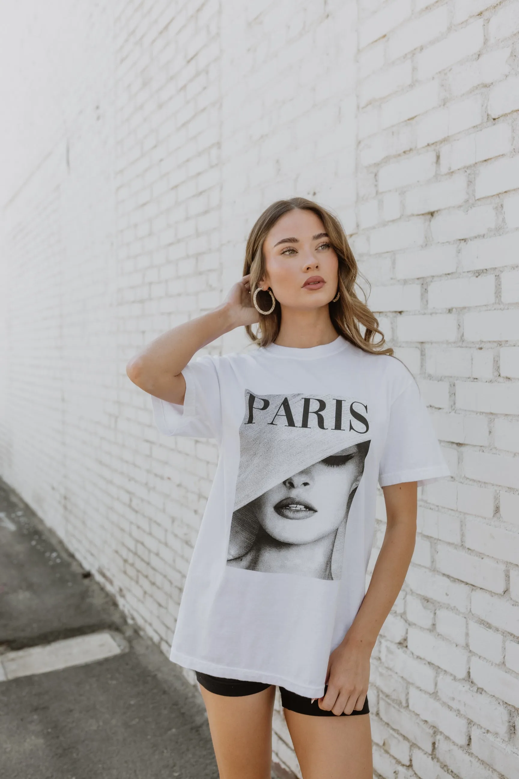 NEW!! The "Paris Print" Tee in White sold by Glitzy Bella product image thumbnail 3