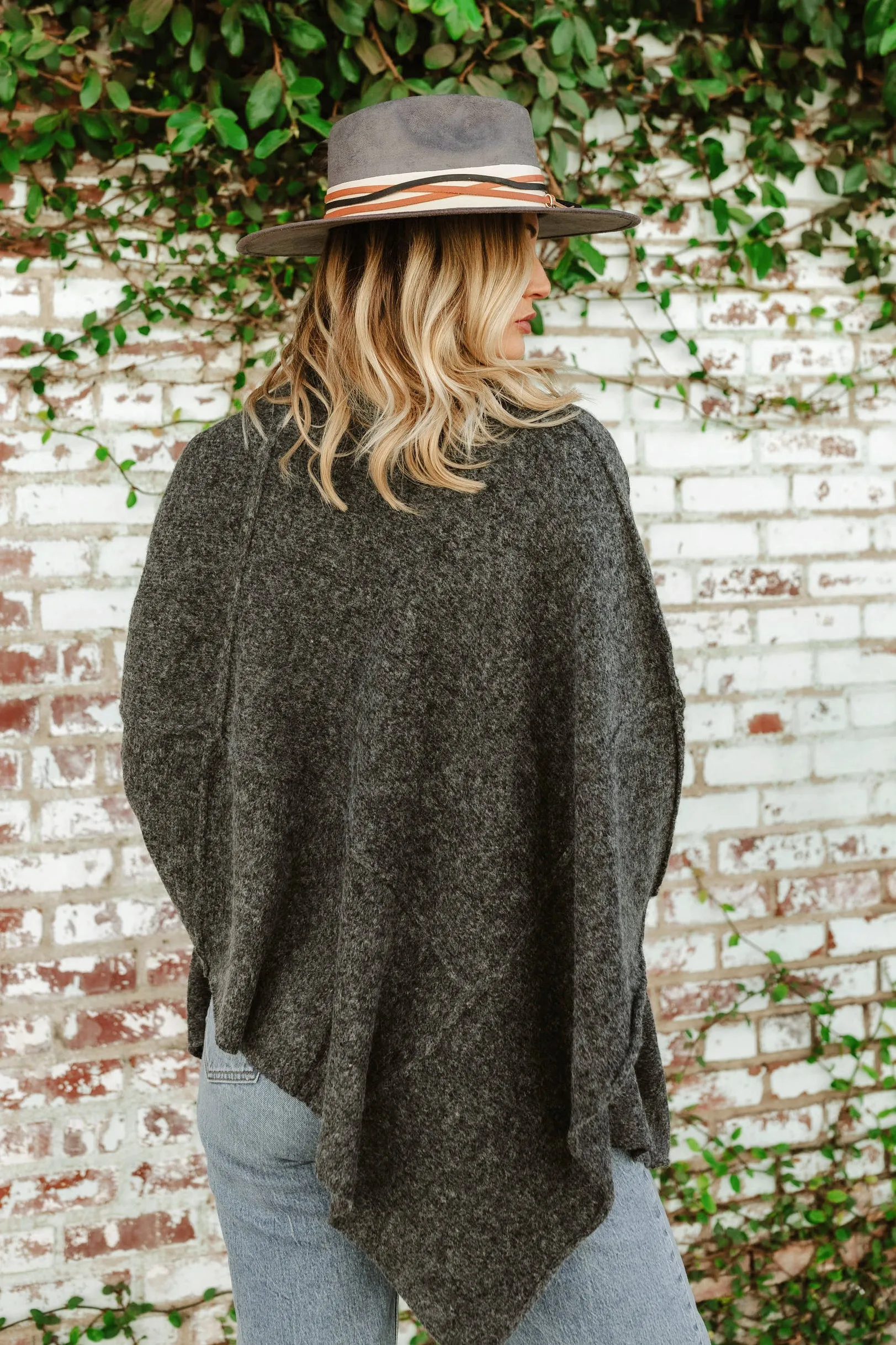 FINAL SALE!! Apres Chic Turtleneck Poncho in Charcoal sold by Glitzy Bella product image thumbnail 4