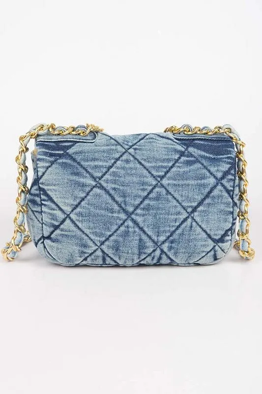 NEW!! Quilted Denim and Gold Purse sold by Glitzy Bella product image thumbnail 5