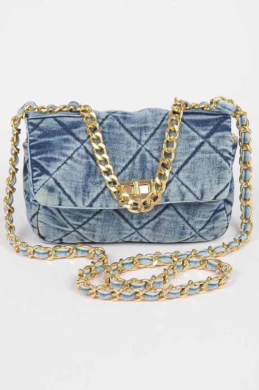 NEW!! Quilted Denim and Gold Purse sold by Glitzy Bella