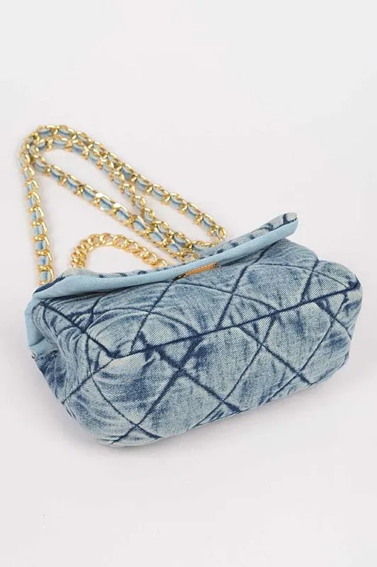 NEW!! Quilted Denim and Gold Purse sold by Glitzy Bella product image thumbnail 4