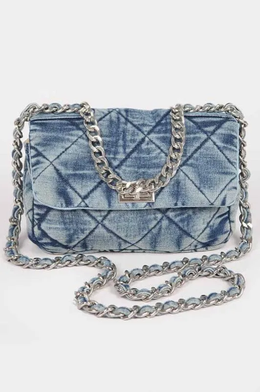 NEW!! Quilted Denim and Silver Purse sold by Glitzy Bella