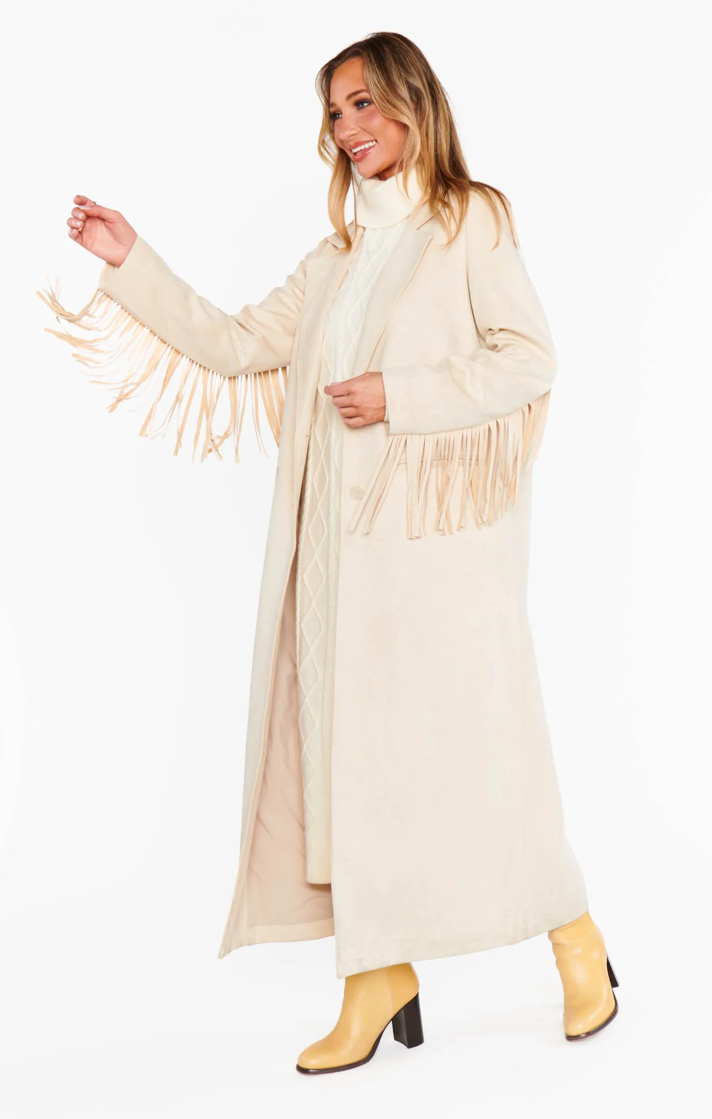 AS SEEN ON WEST DESPERADO!! Sierra Fringe Maxi Jacket sold by Glitzy Bella product image thumbnail 4