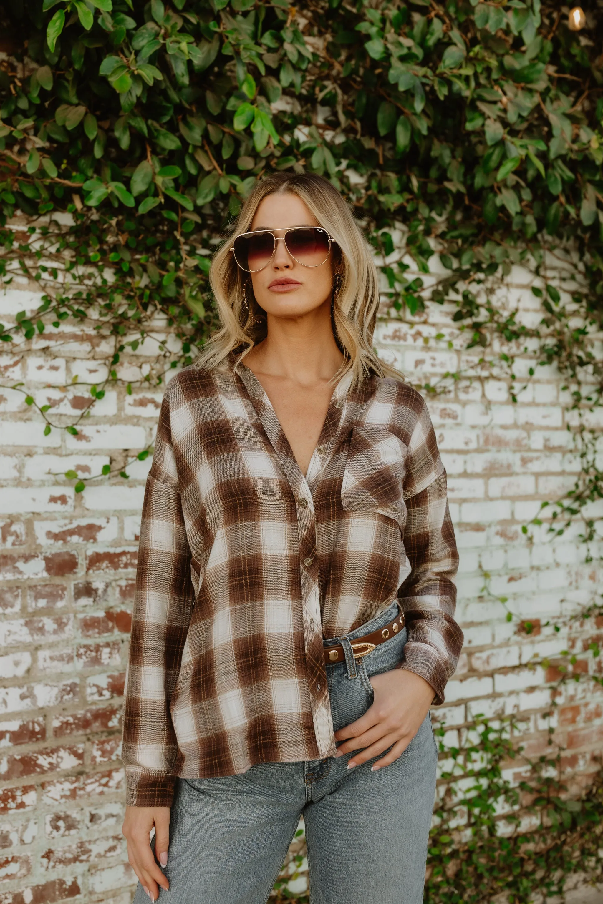 FINAL SALE!! The "Jackson" Flannel in Brown sold by Glitzy Bella product image thumbnail 4