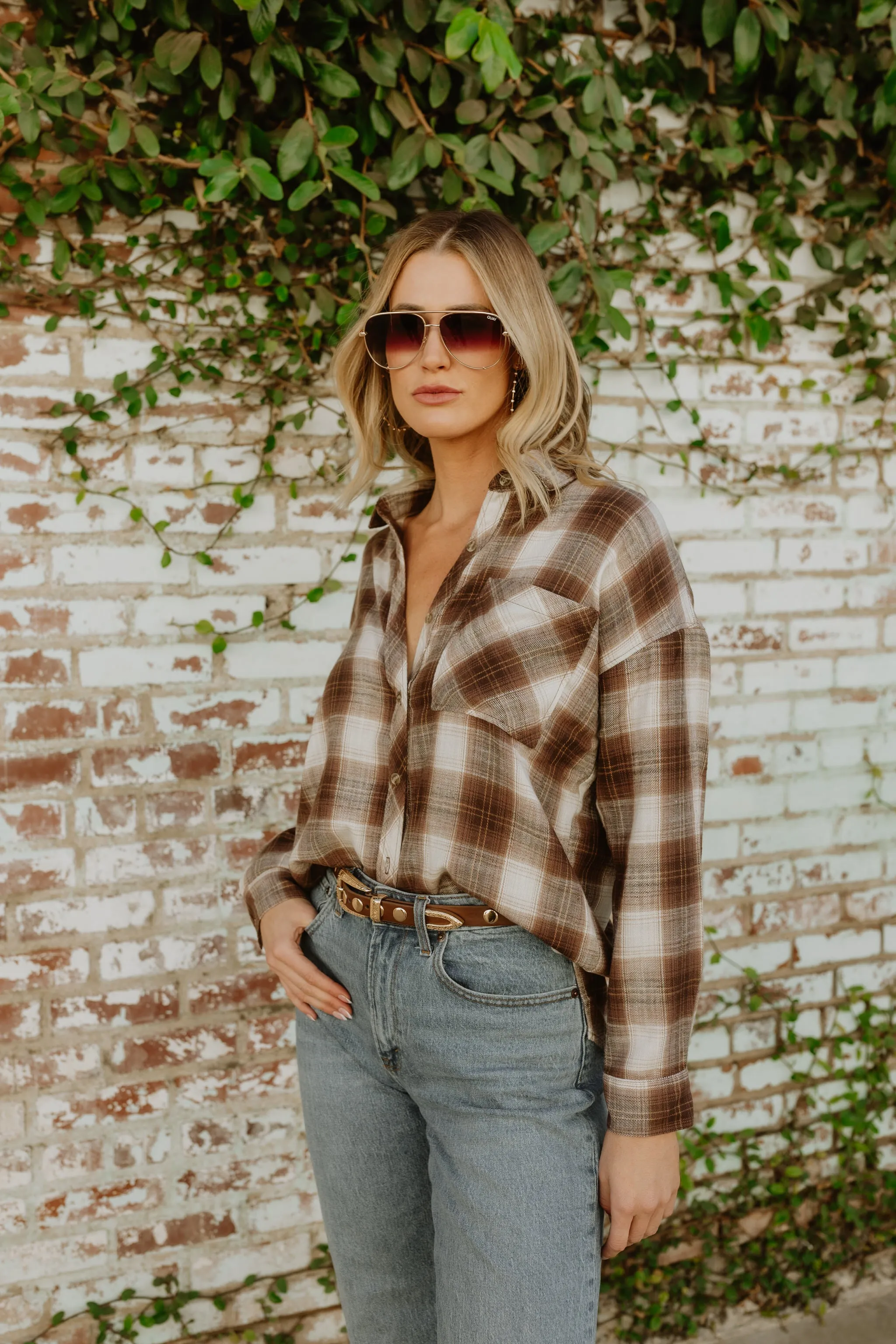 FINAL SALE!! The "Jackson" Flannel in Brown sold by Glitzy Bella product image thumbnail 3