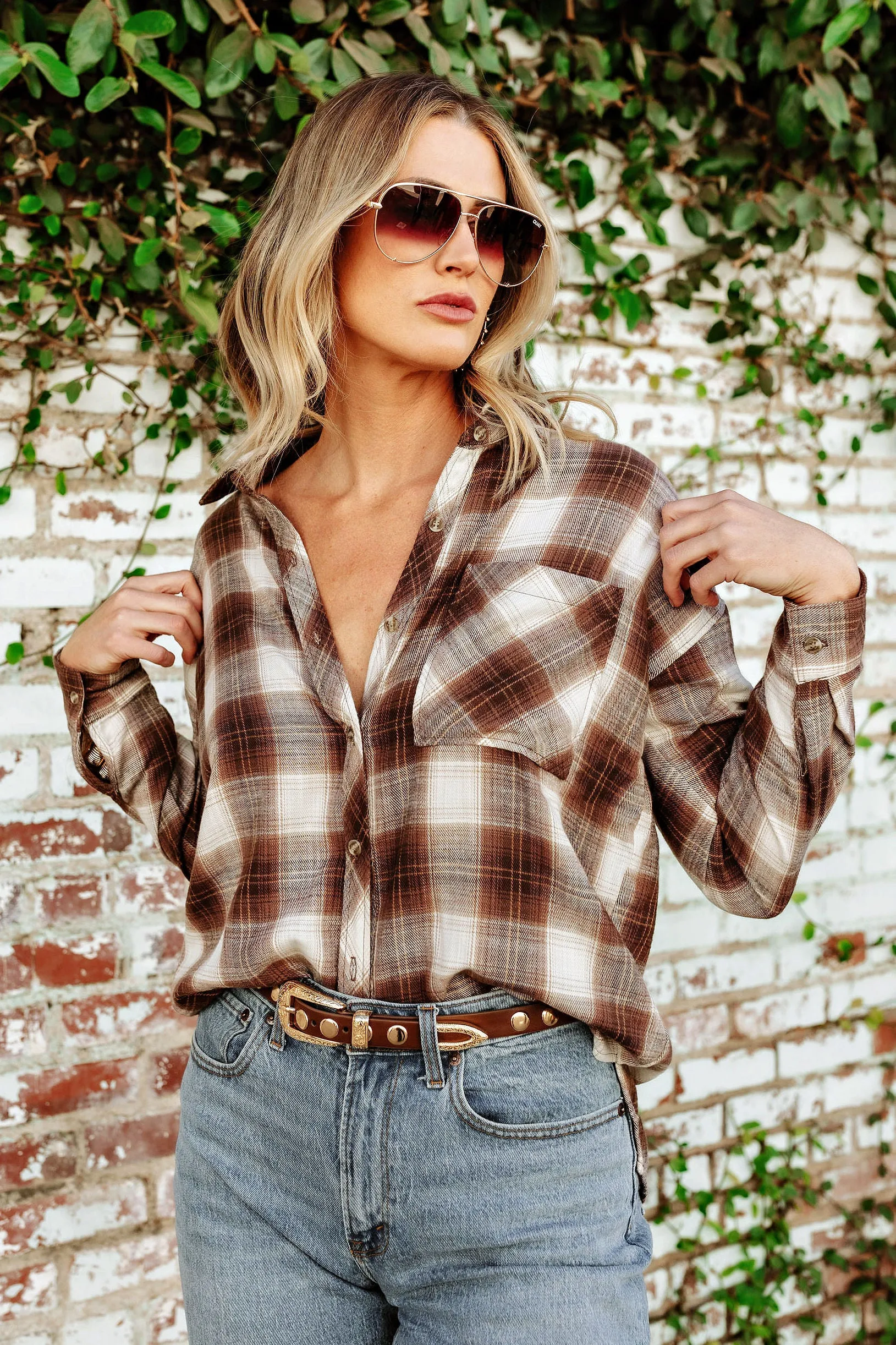 FINAL SALE!! The "Jackson" Flannel in Brown sold by Glitzy Bella product image thumbnail 2