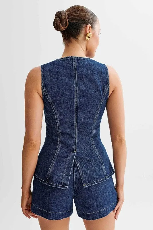 FINAL SALE!! The Midland Denim Vest and Short Set sold by Glitzy Bella product image thumbnail 4