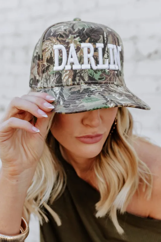 NEW!! DARLIN Trucker Hat in Camo w/ White sold by Glitzy Bella