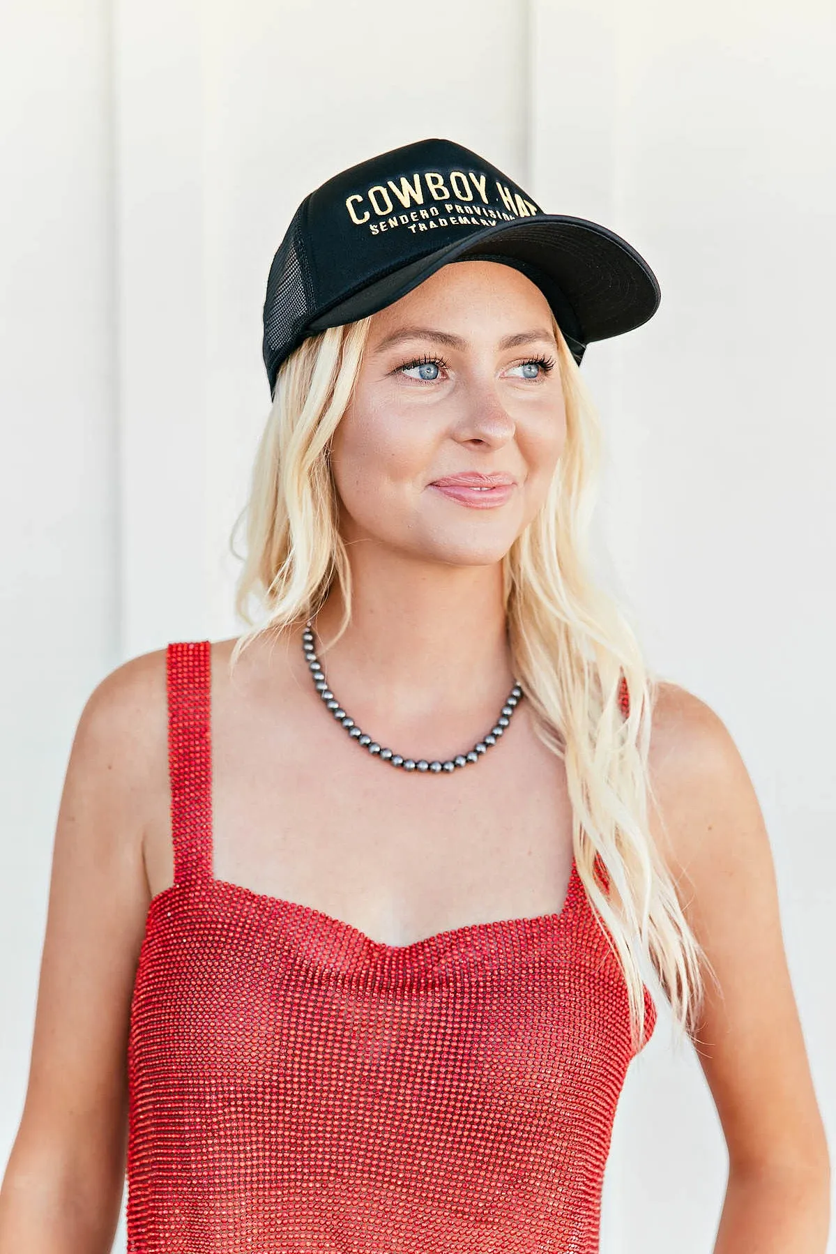 AS SEEN ON BRITT HORTON!! Cowboy Trucker Hat in Black sold by Glitzy Bella product image thumbnail 4