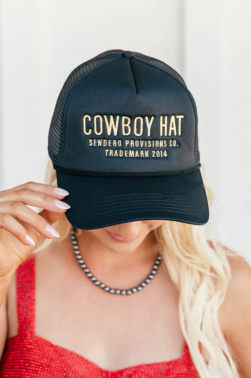 AS SEEN ON BRITT HORTON!! Cowboy Trucker Hat in Black sold by Glitzy Bella