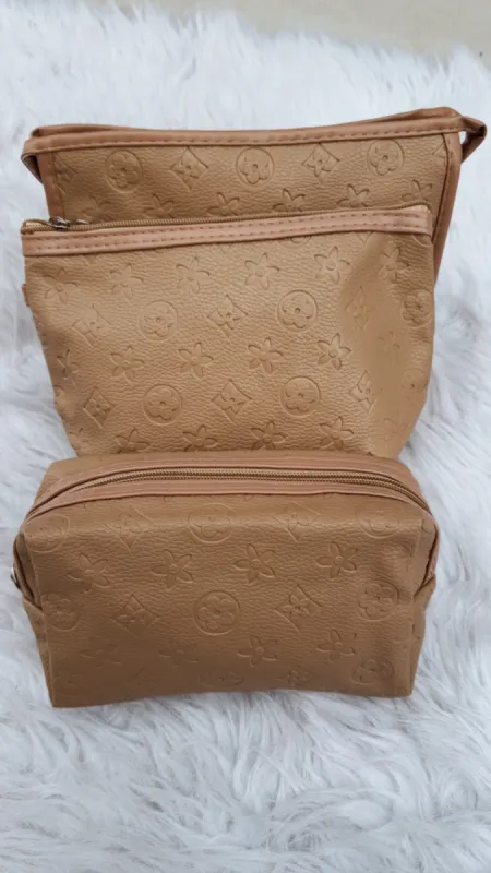NEW!! Icon Makeup Bag in Tan sold by Glitzy Bella