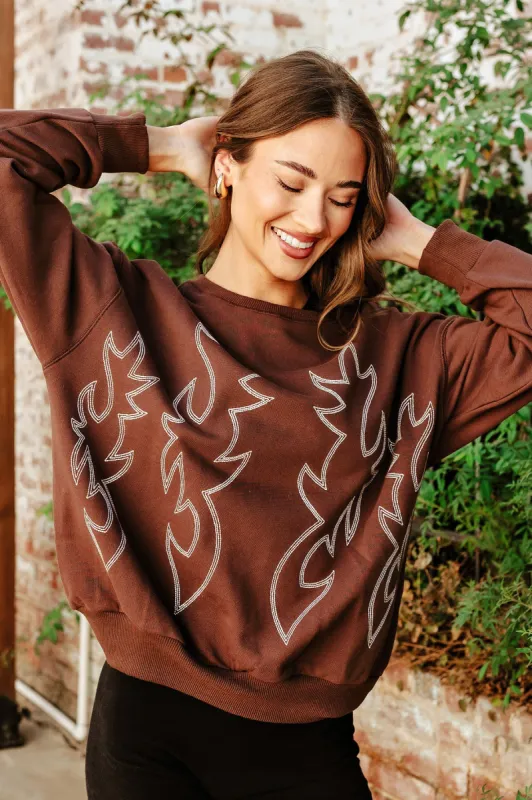 NEW!! Western Stitch Sweatshirt in Brown sold by Glitzy Bella