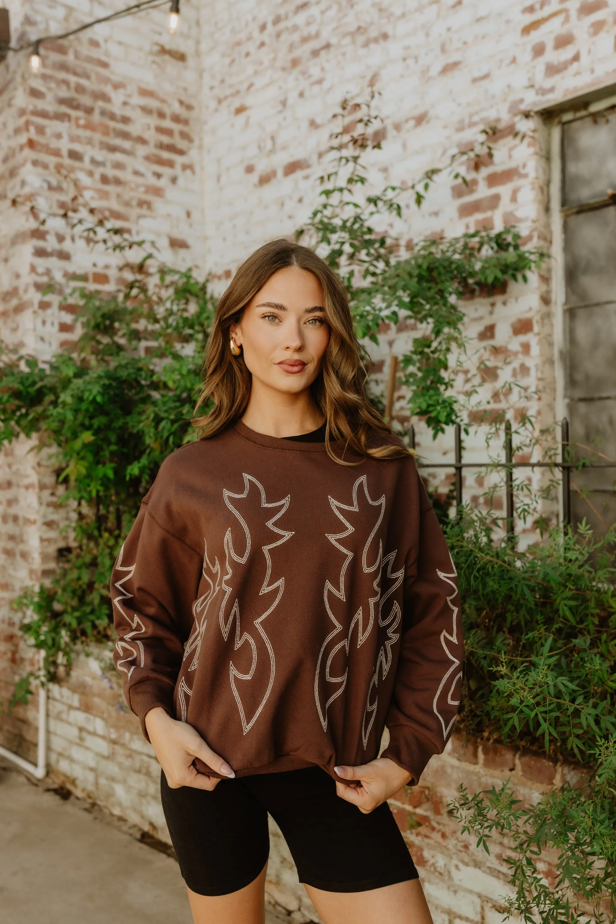 NEW!! Western Stitch Sweatshirt in Brown sold by Glitzy Bella product image thumbnail 3