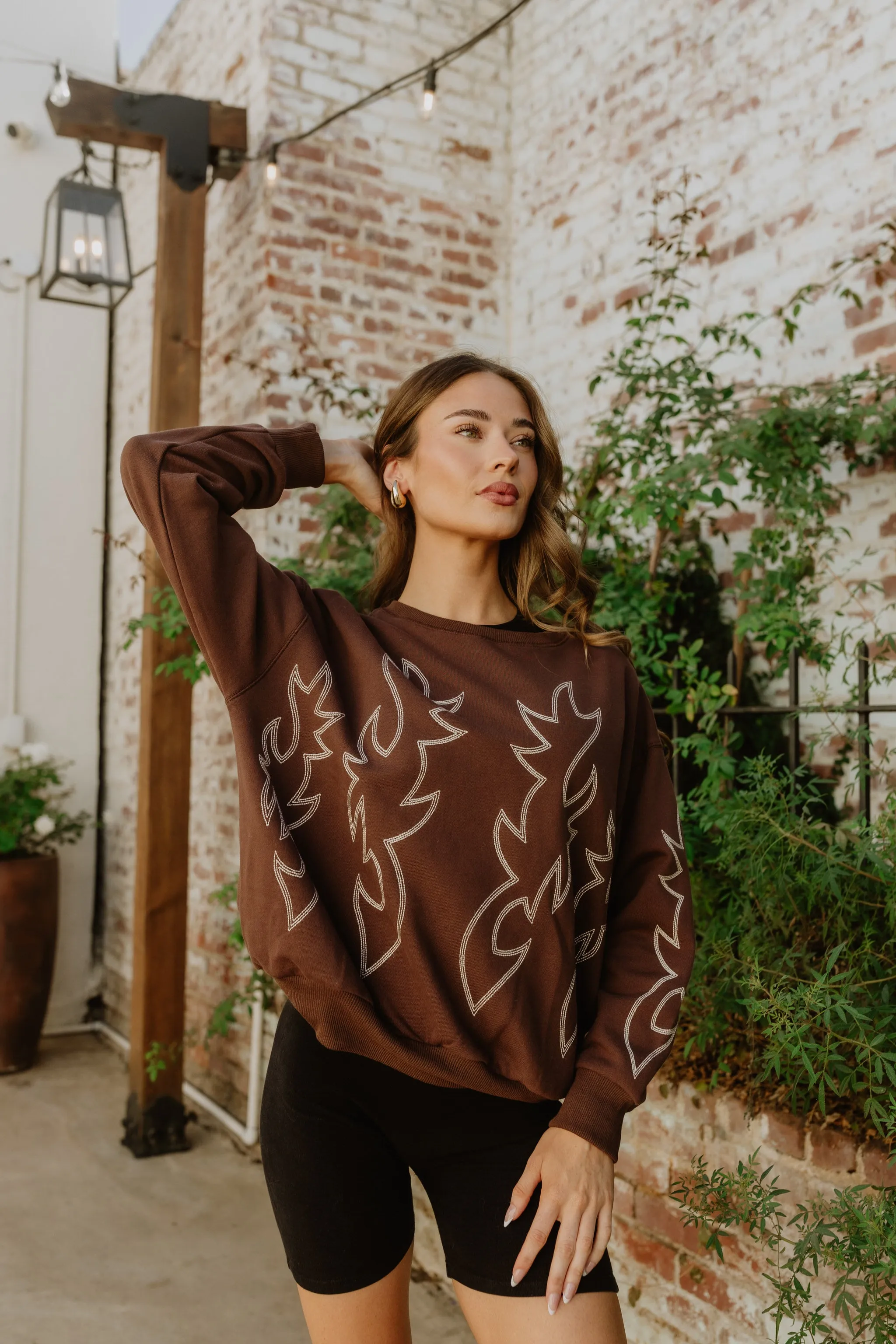 NEW!! Western Stitch Sweatshirt in Brown sold by Glitzy Bella product image thumbnail 5