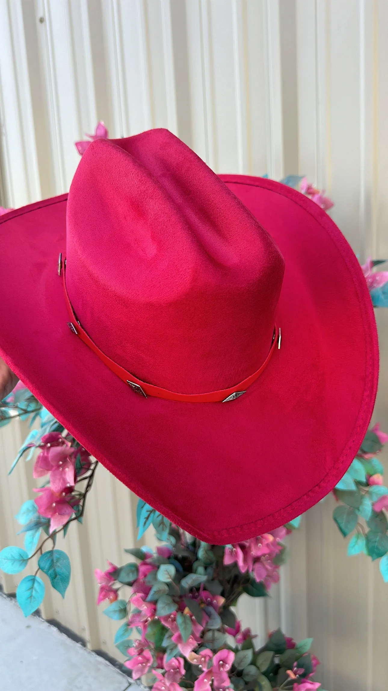 NEW!! The "Dolly" Faux Suede Cowboy Hat in Red sold by Glitzy Bella product image thumbnail 3