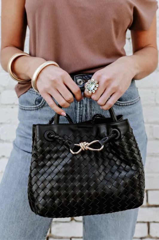 FINAL SALE!! Icon Woven Bow Purse in Black or Cream sold by Glitzy Bella