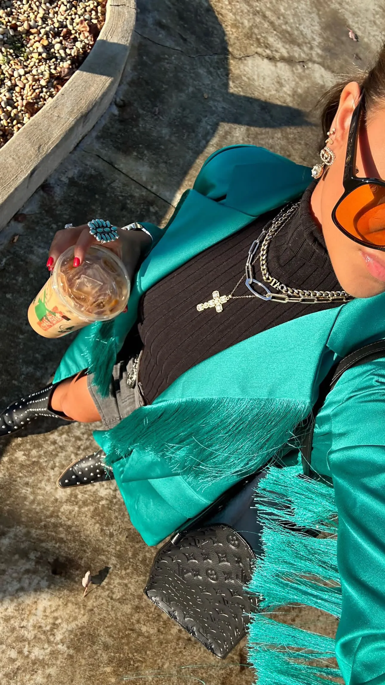 NEW!! Turquoise Fringe Satin Blazer sold by Glitzy Bella product image thumbnail 5