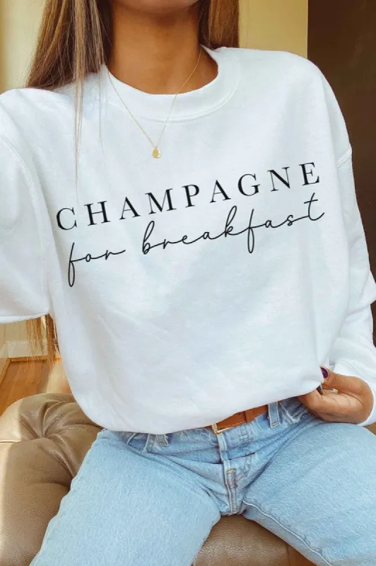 "Champagne" Sweatshirt in White sold by Glitzy Bella
