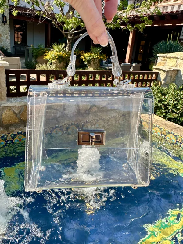 FINAL SALE!! Icon Top Handle Stadium Purse in Clear sold by Glitzy Bella